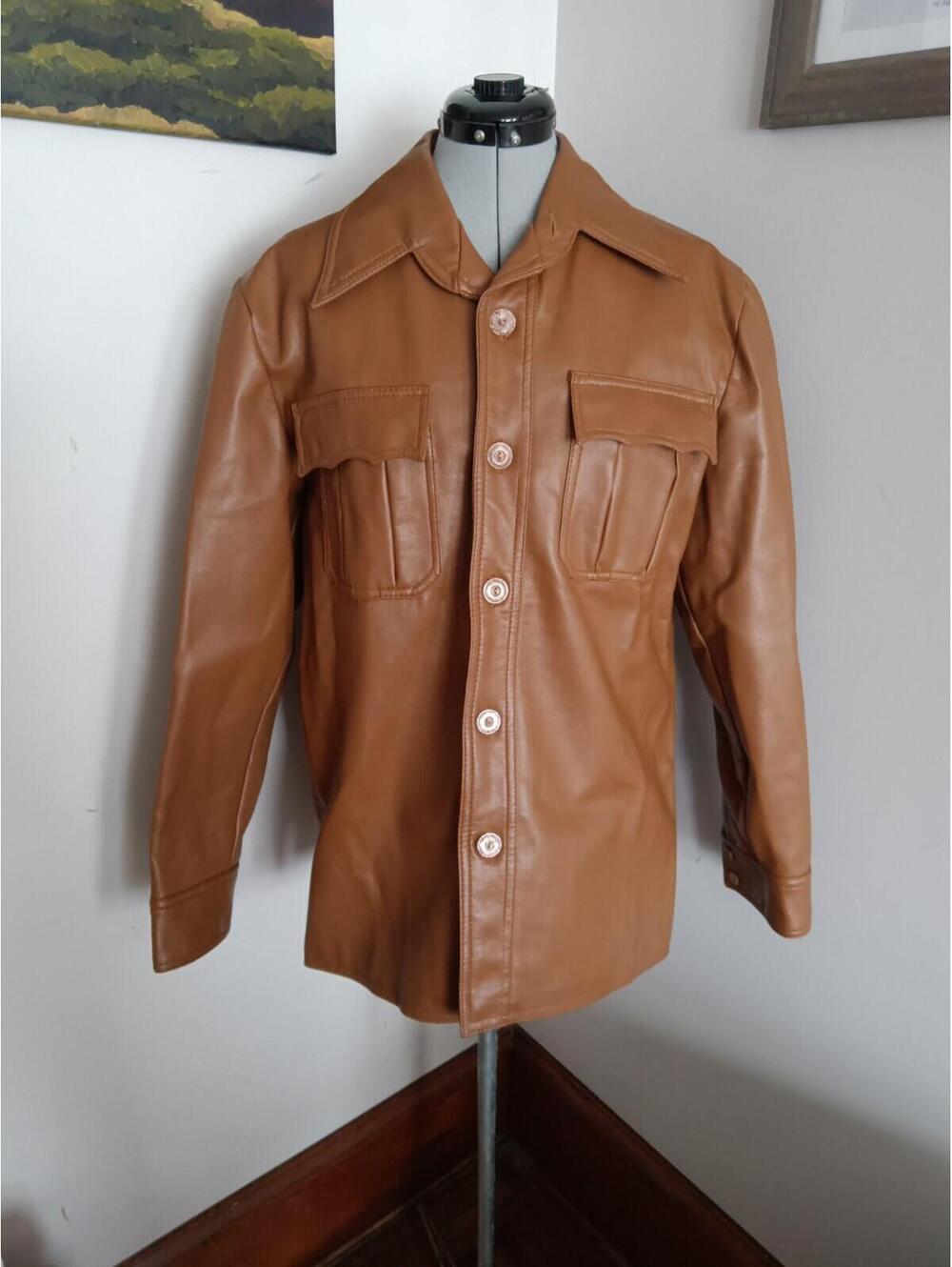 70s vintage Jacket, Disco Hippy Montgomery Ward Faux Leather Jacket Cowboy Large